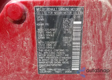 2016 Nissan Rogue S/Sl/Sv from USA, damaged, VIN KNMAT2MV7GP637997